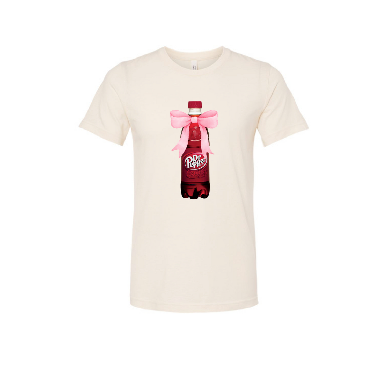 Pink Bow Dr Pepper Natural Heather Tee