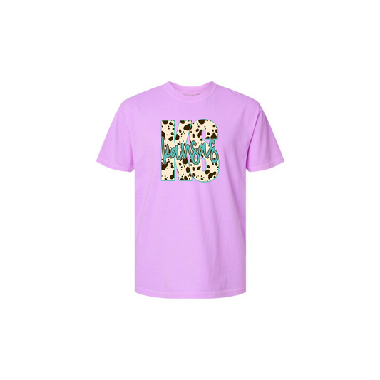 Kansas Cow Neon Violet Tee