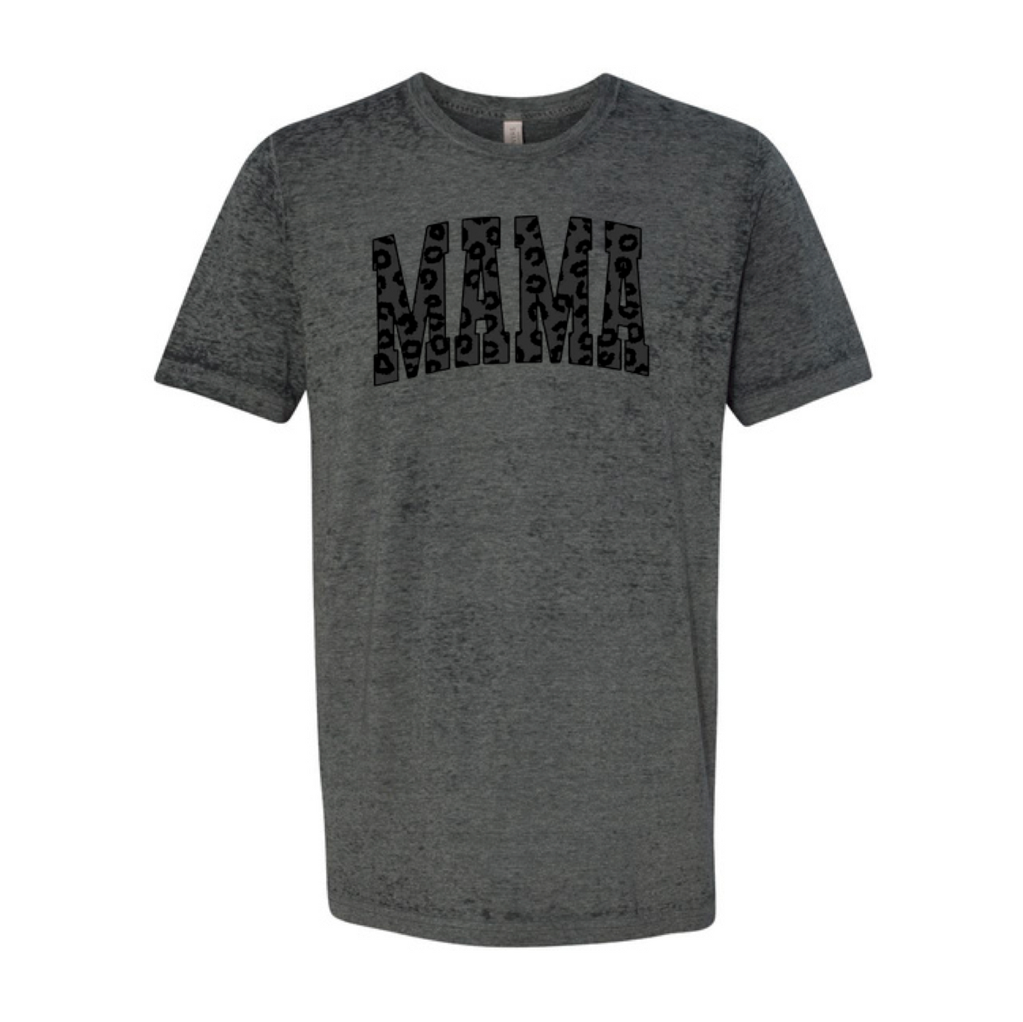 Leopard MAMA Black Acid Wash Tee