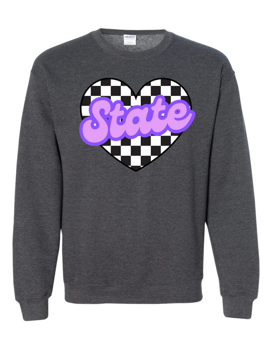 STATE Checkered Heart Sweatshirt